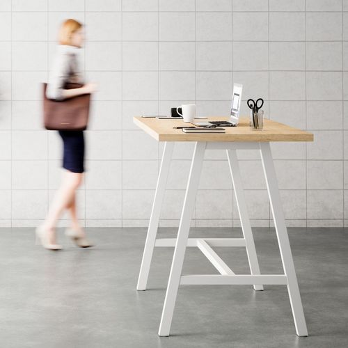 Tavolo alto contemporaneo - HIGH COHESION - Buronomic - in rovere / con supporto in legno / rettangolare