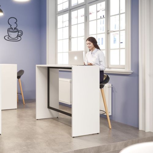 Tavolo alto contemporaneo - DÉTENTE - Buronomic - in laminato / con supporto in legno / rotondo