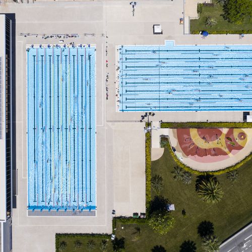 Piscina da competizione da esterno - Myrtha Pools - per attività sportiva / pubblica / in acciaio inossidabile