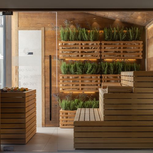 Sauna per centro benessere - Myrtha Pools - in legno / in vetro / outdoor