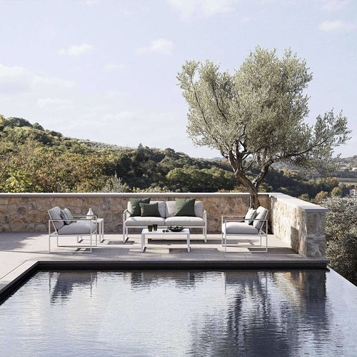 Divano contemporaneo - QUBIK - Atmosphera - da giardino / in tessuto / a slitta