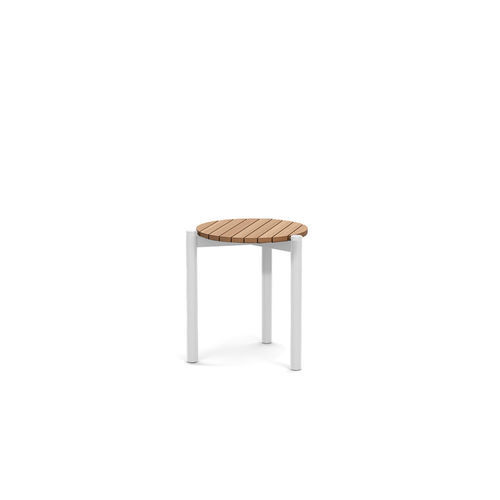 Tavolo d'appoggio contemporaneo - LOBSTER - Atmosphera - in teak / con supporto in alluminio / rotondo