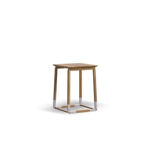 Tavolo d'appoggio contemporaneo - CYCLE - Atmosphera - in teak / con supporto in acciaio / con supporto in teak