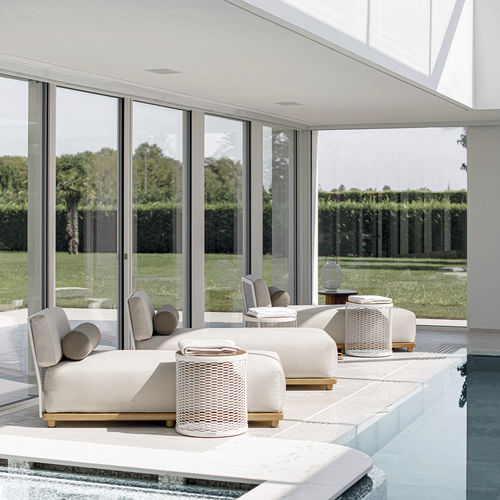 Dormeuse contemporanea - SWITCH - Atmosphera - in tessuto / in teak / in alluminio