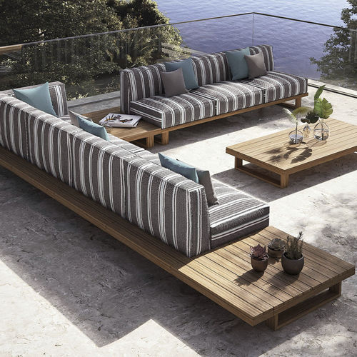 Tavolino basso contemporaneo - 9.ZERO - Atmosphera - in teak / con supporto in legno massiccio / quadrato