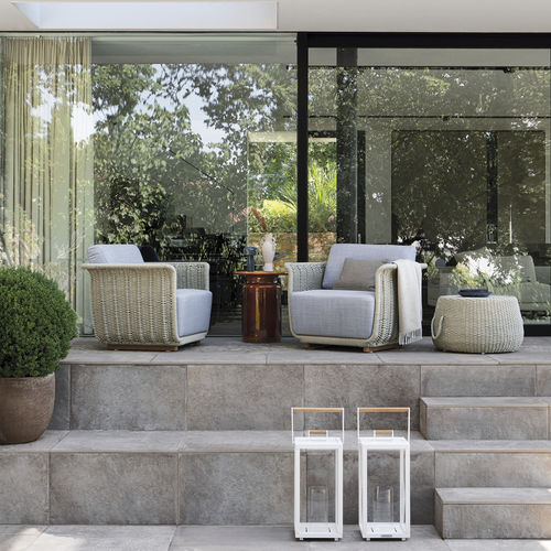 Poltrona contemporanea - BELLAGIO - Atmosphera - in tessuto / in teak / in termoplastica