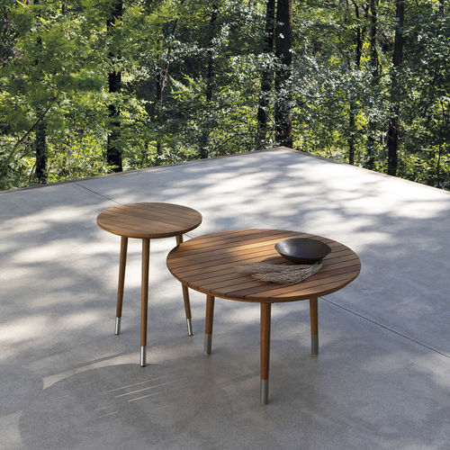 Tavolino basso contemporaneo - MEDUSA - Atmosphera - in teak / in acciaio / con supporto in teak
