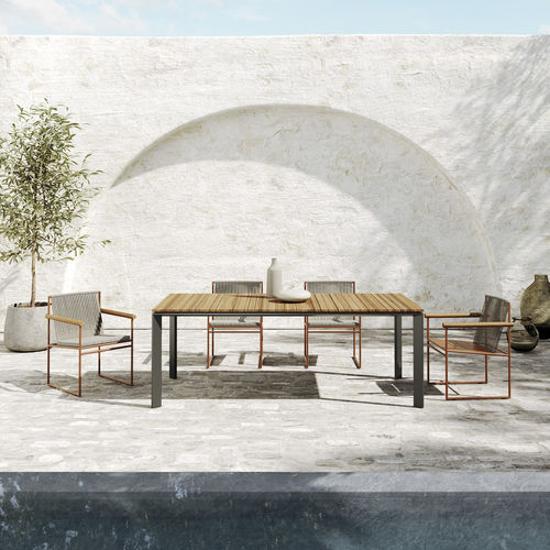 Tavolo contemporaneo - MAGIC - Atmosphera - in teak / con supporto in alluminio / rettangolare
