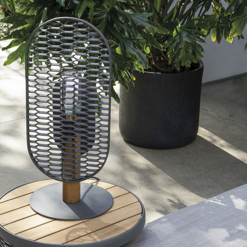 Lampada da tavolo - TALK - Atmosphera - in alluminio / in teak / contemporanea