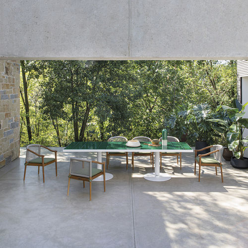 Tavolo design - Pantagruel 300 - Atmosphera - in pietra lavica / con supporto in metallo / rettangolare