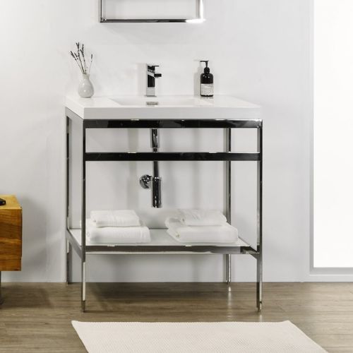 Supporto per lavabo in acciaio inossidabile - CONSOLE METRO - WETSTYLE - in vetro