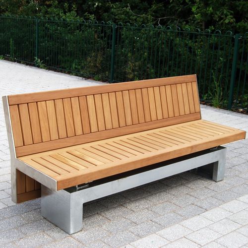 Panca per spazi pubblici contemporanea - SHELDON - Street Design - in legno / in acciaio galvanizzato / in granito