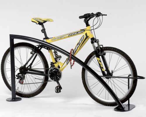 Poggia-biciclette a pavimento - H - Calzolari - con sistema di sicurezza / per spazio pubblico / per zone urbane