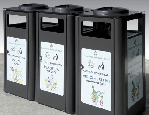 Portarifiuti pubblico - SQUARE - Calzolari - per raccolta differenziata / in acciaio / in alluminio