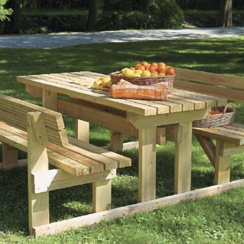 Tavolo da picnic da giardino - SET WOOD - Calzolari - contemporaneo / in pino / con supporto in pino