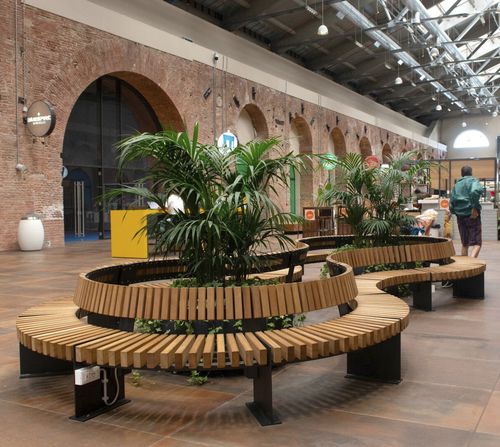 Panca per spazi pubblici contemporanea - LEVANTE - Calzolari - in acciaio galvanizzato / in acciaio con rivestimento a polvere / in pino