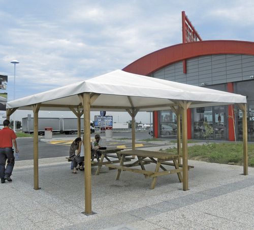 Gazebo in pino - Calzolari - in acciaio galvanizzato / con tetto a scandole / con tetto in PVC