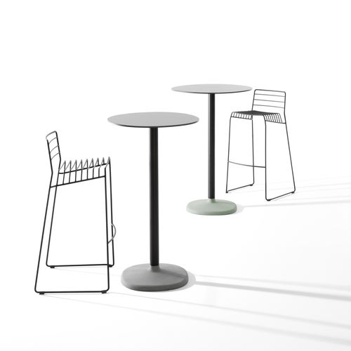 Tavolo alto contemporaneo - FONDA - B-LINE - in laminato / con supporto in metallo / con supporto in calcestruzzo