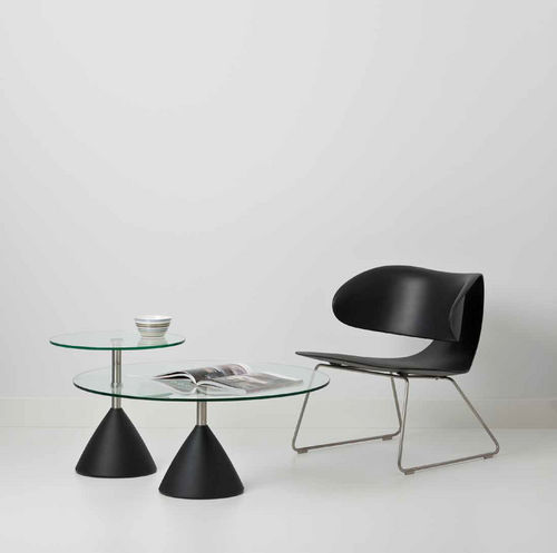 Tavolino basso contemporaneo - COBALT - Cascando - in vetro / rotondo / professionale
