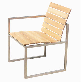 Sedia da giardino contemporanea - BOSTON : R22 - La Hutte - in teak / con supporto in acciaio inossidabile / a slitta