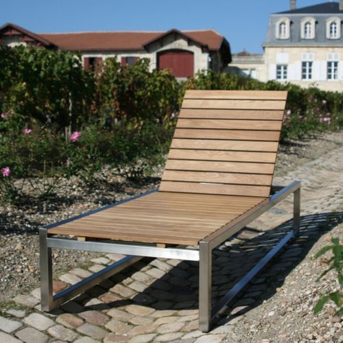 Lettino prendisole contemporaneo - BOSTON : BOS 86 - La Hutte - in teak / in acciaio inossidabile / outdoor