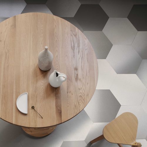 Piastrella esagonale in acciaio - SILVERY COLLECTION - BRUSHED STEEL - Planium - lucida / finitura opaca / da interno