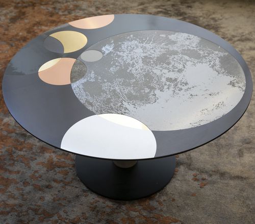 Tavolino basso contemporaneo - Flow - Planium - in acciaio / in ottone / in rame