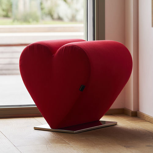 Pouf design originale - LOVE - OPINION CIATTI - in tessuto / in pelle / in acciaio inossidabile lucido