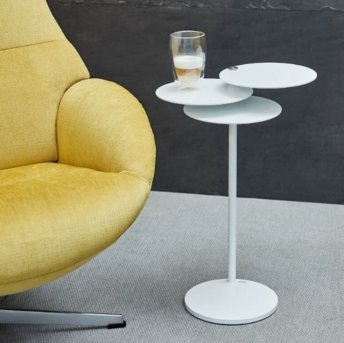 Tavolo d'appoggio contemporaneo - MALÓ - pieperconcept - in acciaio con rivestimento a polvere / con supporto in acciaio / rotondo