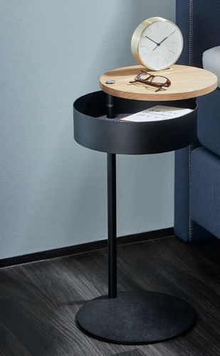 Tavolo d'appoggio contemporaneo - LETTO - pieperconcept - in legno / in acciaio con rivestimento a polvere / con supporto in acciaio