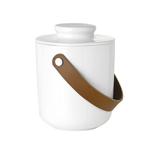 Secchiello per ghiaccio in pietra arenaria - by Niels Kjeldsen - STELTON - in pelle / per uso domestico