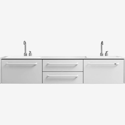Mobile lavabo doppio - VIPP983 - VIPP - a muro / in acciaio inossidabile / in alluminio