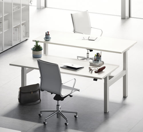 Tavolo da lavoro contemporaneo - FRAMEWORK LIFT-UP - Fantoni - in laminato / rettangolare / modulare