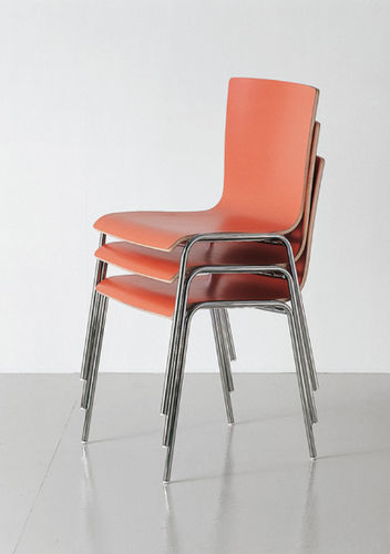 Sedia visitatore contemporanea - 45 - Fantoni - da interno / in compensato stampato / in faggio