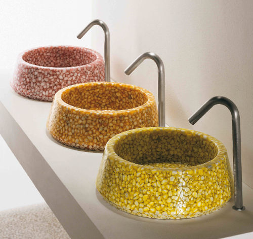 Lavabo da appoggio - BOWL - Effepimarmi - in Riverstone® / rotondo / contemporaneo