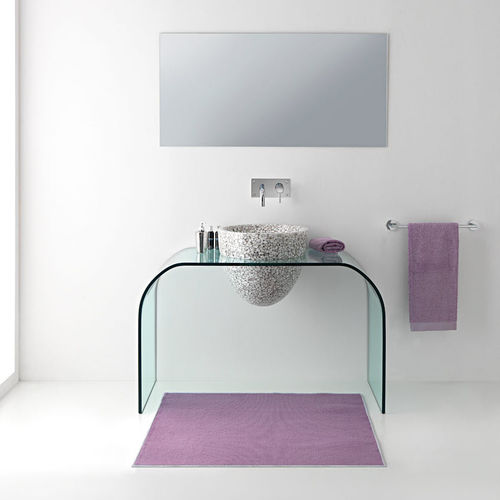 Lavabo da appoggio - STONE DROPS - Effepimarmi - in Riverstone® / con specchio regolabile / rotondo