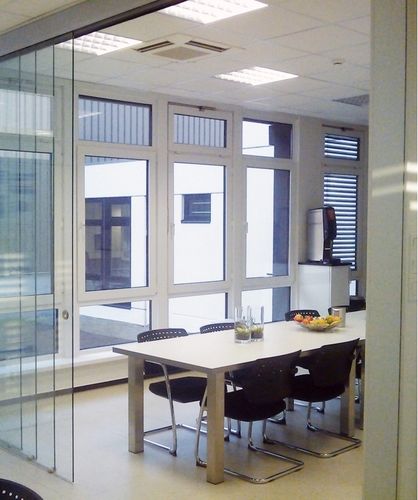 Sistema scorrevole per porta - TELESCOPICO SINCRO 3 WAYS V-2300 V-2350  - METALGLAS - per porta in vetro