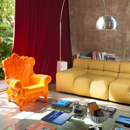 Poltrona design nuovo barocco - LITTLE QUEEN OF LOVE - SLIDE - in polietilene / arancione / da giardino