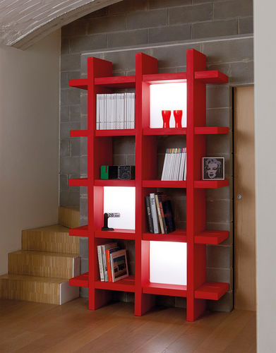 Scaffale contemporaneo - MYBOOK  - SLIDE - in polietilene / illuminato / rosso