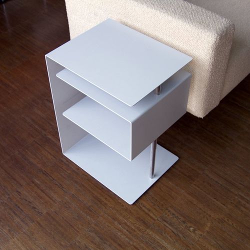 Tavolo d'appoggio contemporaneo - X-CENTRIC 1 - RADIUS DESIGN - in acciaio con rivestimento a polvere / in vetro acrilico / rettangolare