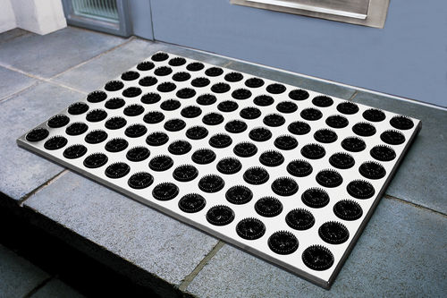 Tappeto d'ingresso per uso residenziale - FEET-BACK I - RADIUS DESIGN - in acciaio inossidabile / con spazzole