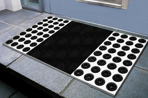 Tappeto d'ingresso per uso residenziale - FEET-BACK 2 - RADIUS DESIGN - in acciaio inossidabile / in plastica / con spazzole