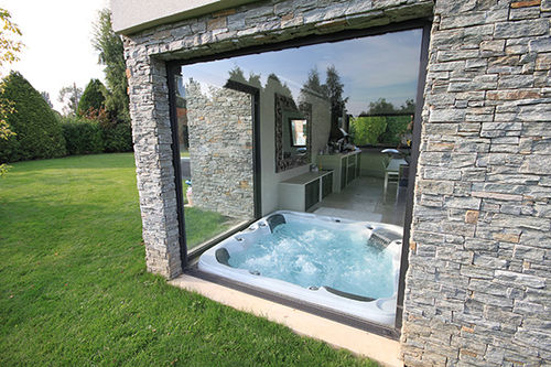 Spa da incasso - PISCINES CARRE BLEU - fuoriterra / quadrata / 3 posti