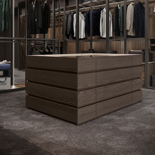Cassettone contemporaneo - ICON ISLAND - Olivieri - impiallacciato in legno / in MDF / in vetro laccato