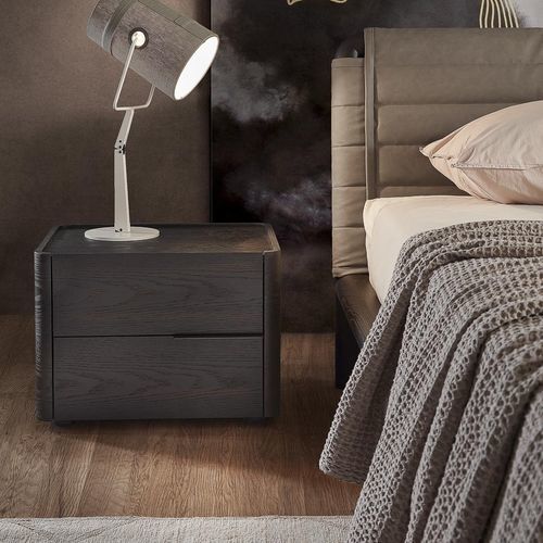 Comodino contemporaneo - GINEVRA - Olivieri - in MDF laccato / con supporto in MDF laccato / rettangolare