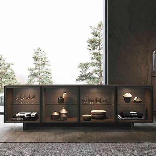 Credenza contemporanea - THELMA - Olivieri - in rovere / in vetro / con ante battenti