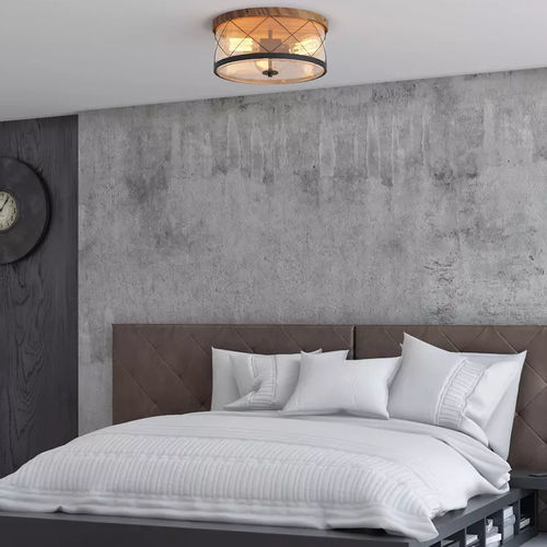 Plafoniera contemporanea - GLENWILLOW - GE Lighting - rotonda / in metallo / in legno