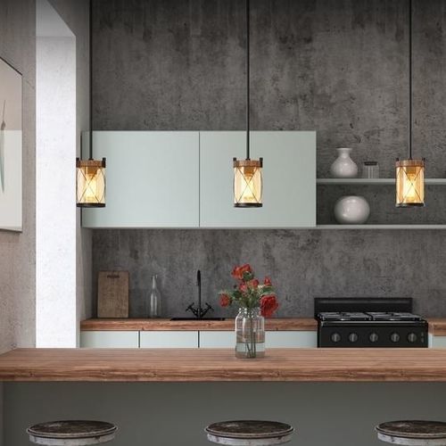 Lampada a sospensione - GLENWILLOW - GE Lighting - in metallo / in vetro / in legno