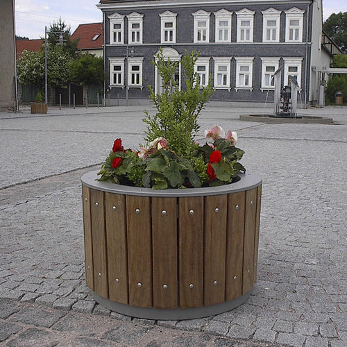 Fioriera in legno - PETRA    - LEIPZIGER LEUCHTEN - in acciaio inossidabile / rotonda / contemporanea