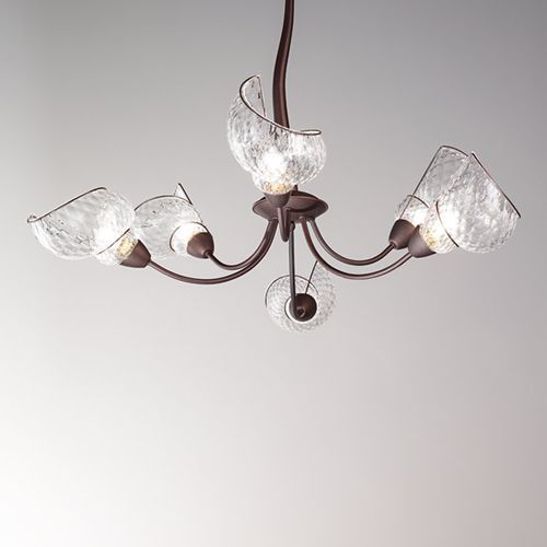 Lampadario contemporaneo - CHIOCCIOLA - Siru Lighting - in metallo / in vetro soffiato / da 6 lampadine